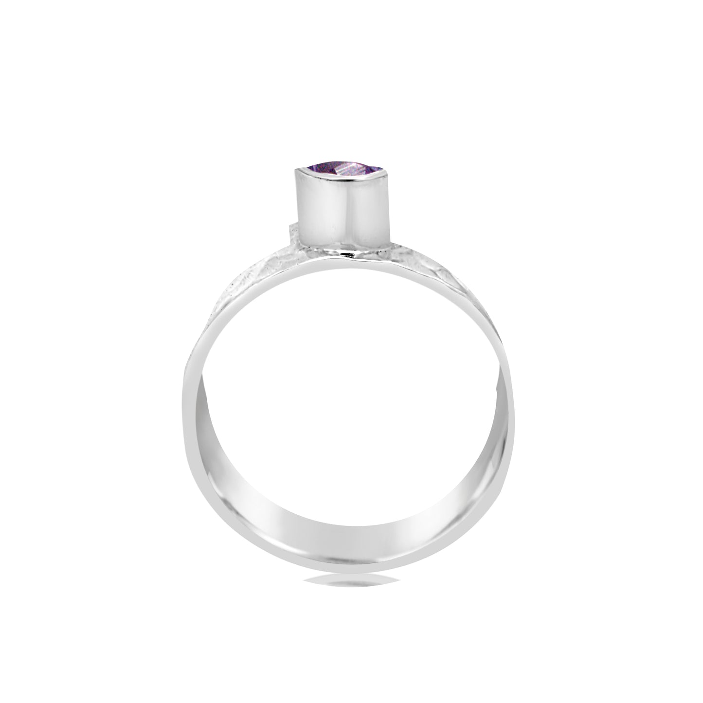 Brazilian Amethyst Hammered Wide Band Ring