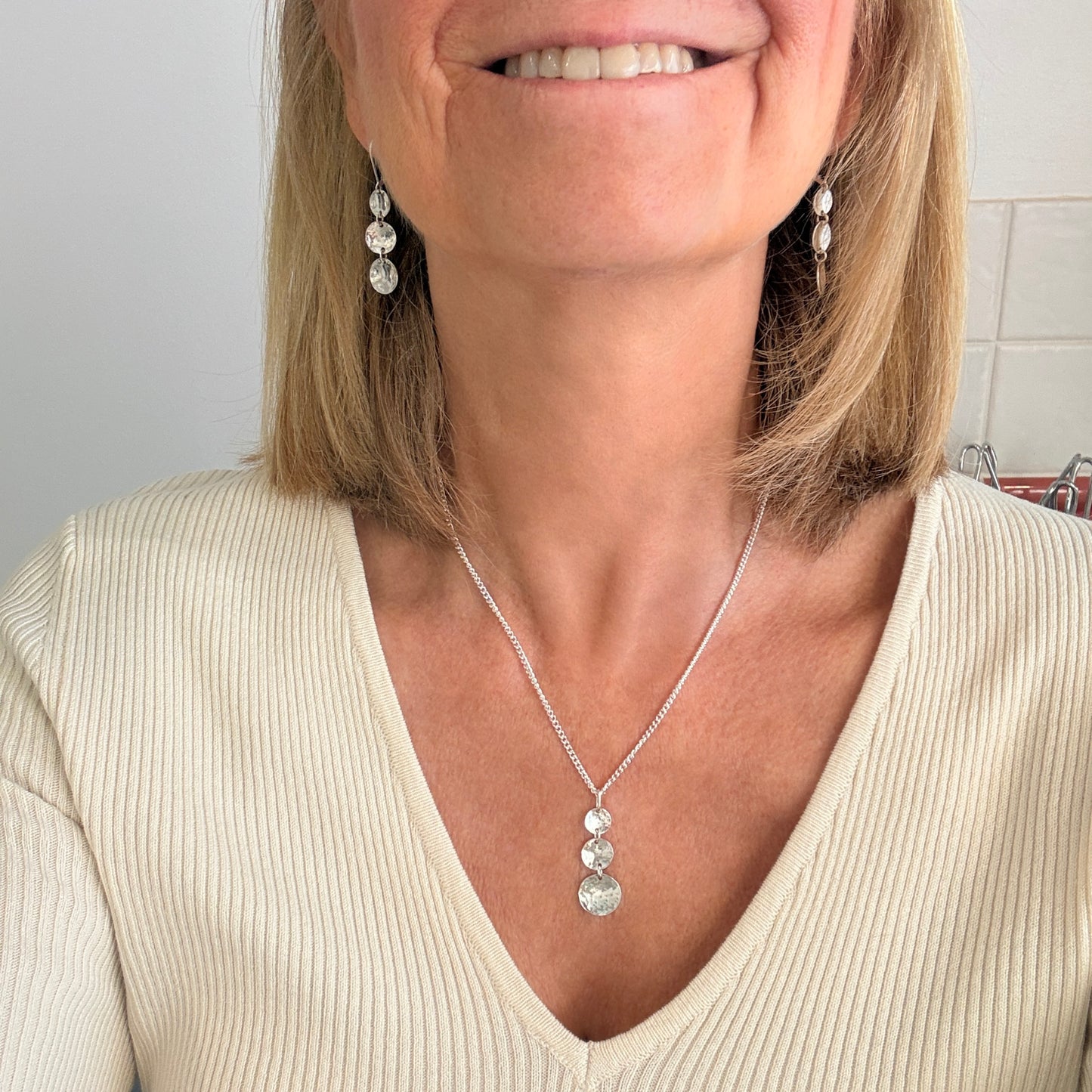 Cherish Textured Domed Circle Pendant Necklace (small)