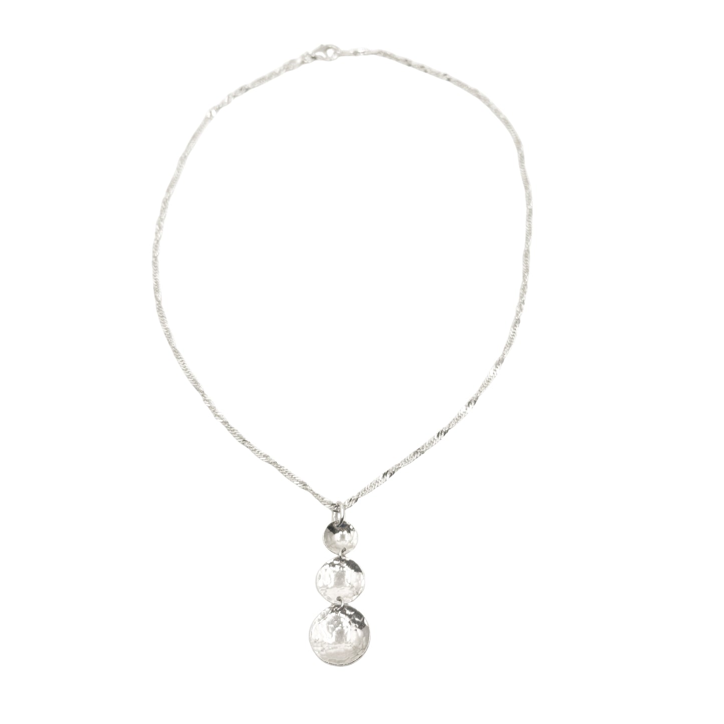 Cherish Domed & Texturised Circle Pendant Necklace (medium)