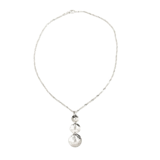 Cherish Domed & Texturised Circle Pendant Necklace (medium)