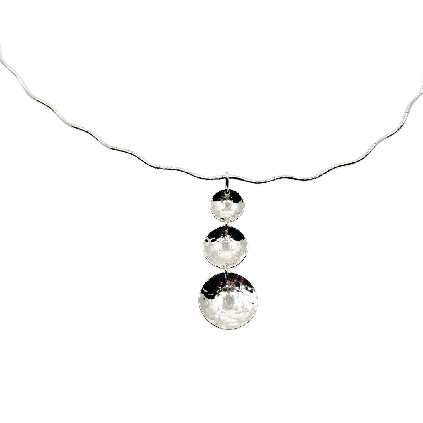 Cherish Domed & Texturised Statement Circle Pendant on Wavy Neckwire