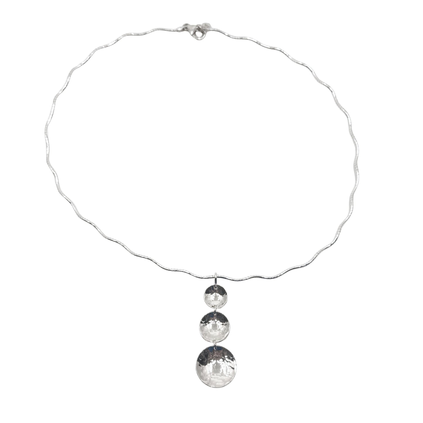 Cherish Domed & Texturised Statement Circle Pendant on Wavy Neckwire