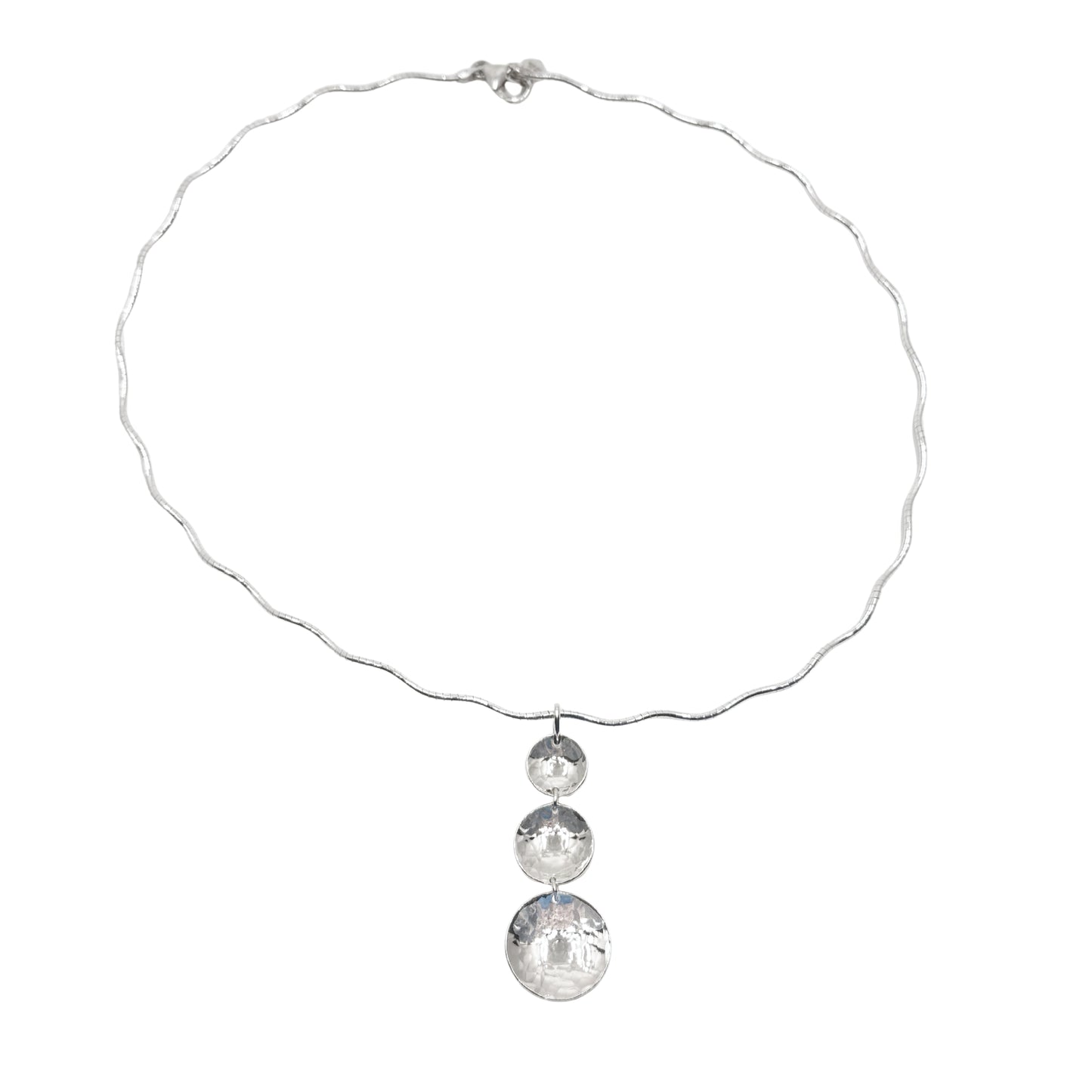 Cherish Textured Domed Statement Circle Pendant on Wavy Neckwire