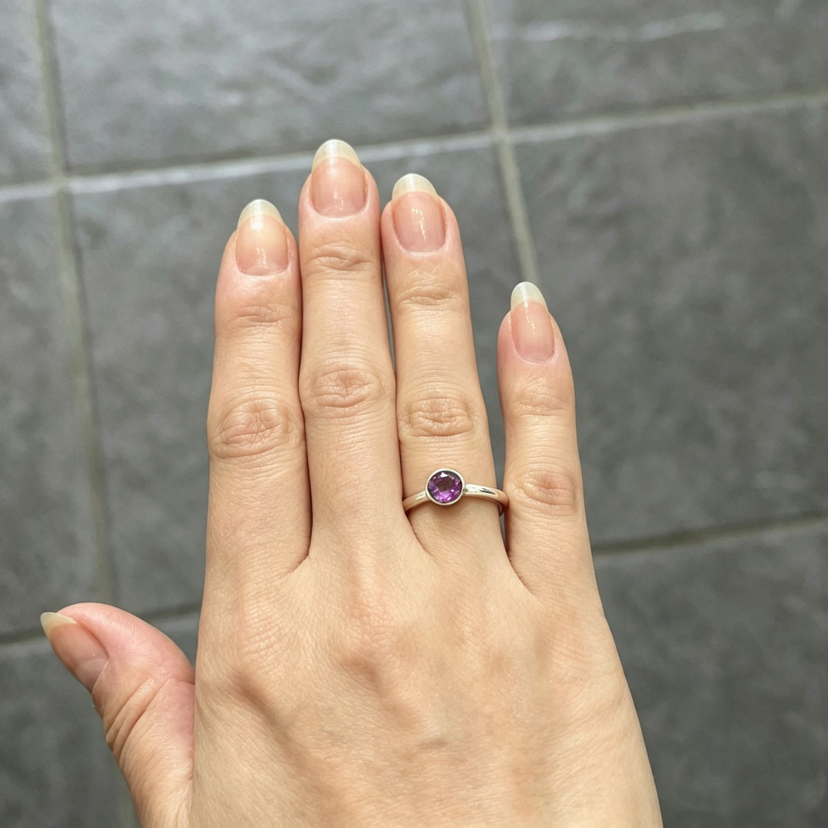 Amethyst Round Band Ring