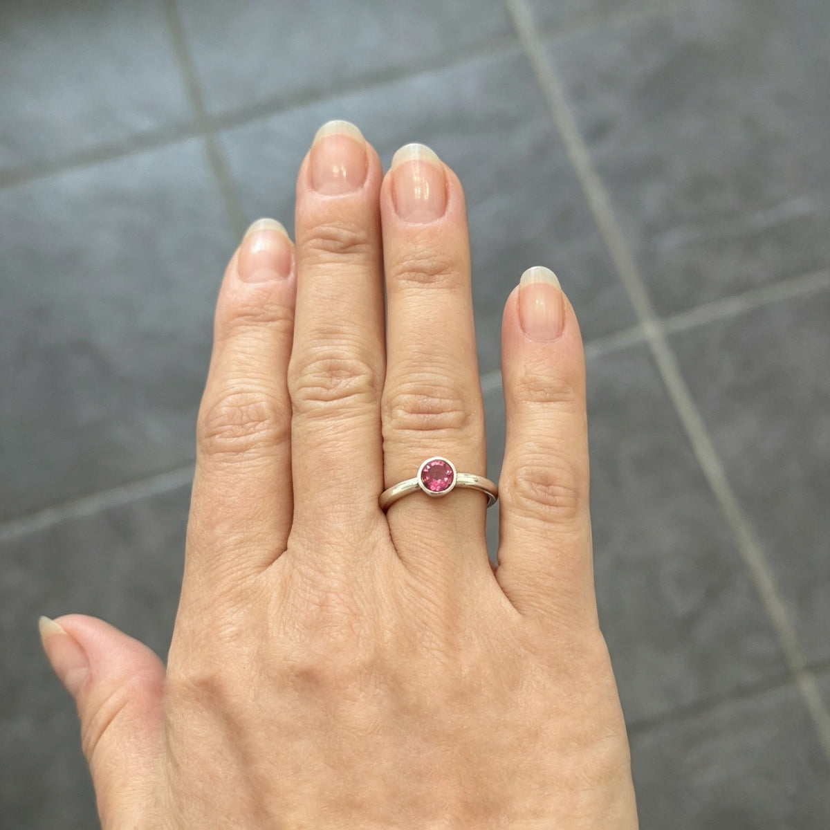 Pink Topaz Round Band Ring