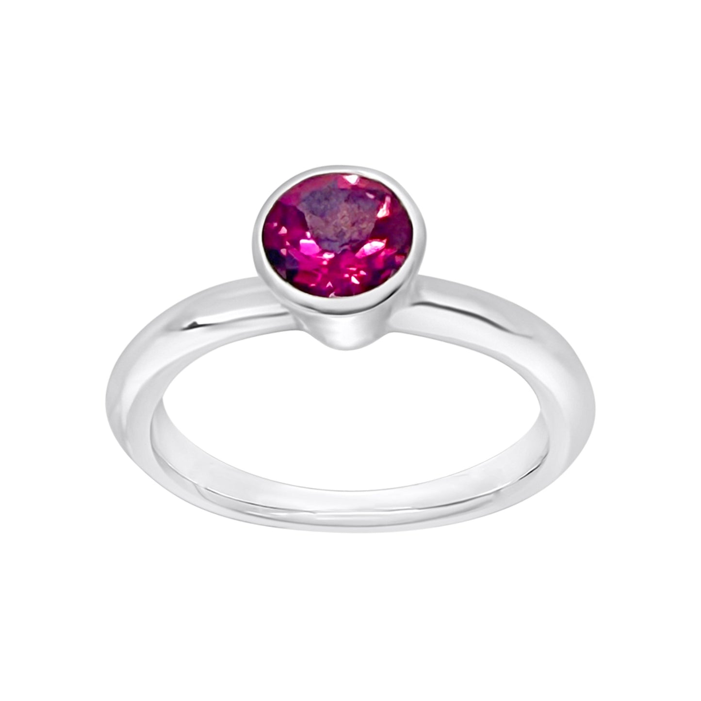 Pink Topaz Round Band Ring