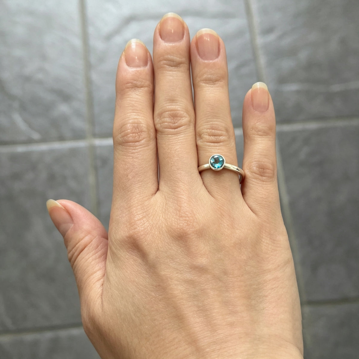 Swiss Blue Topaz Round Band Ring