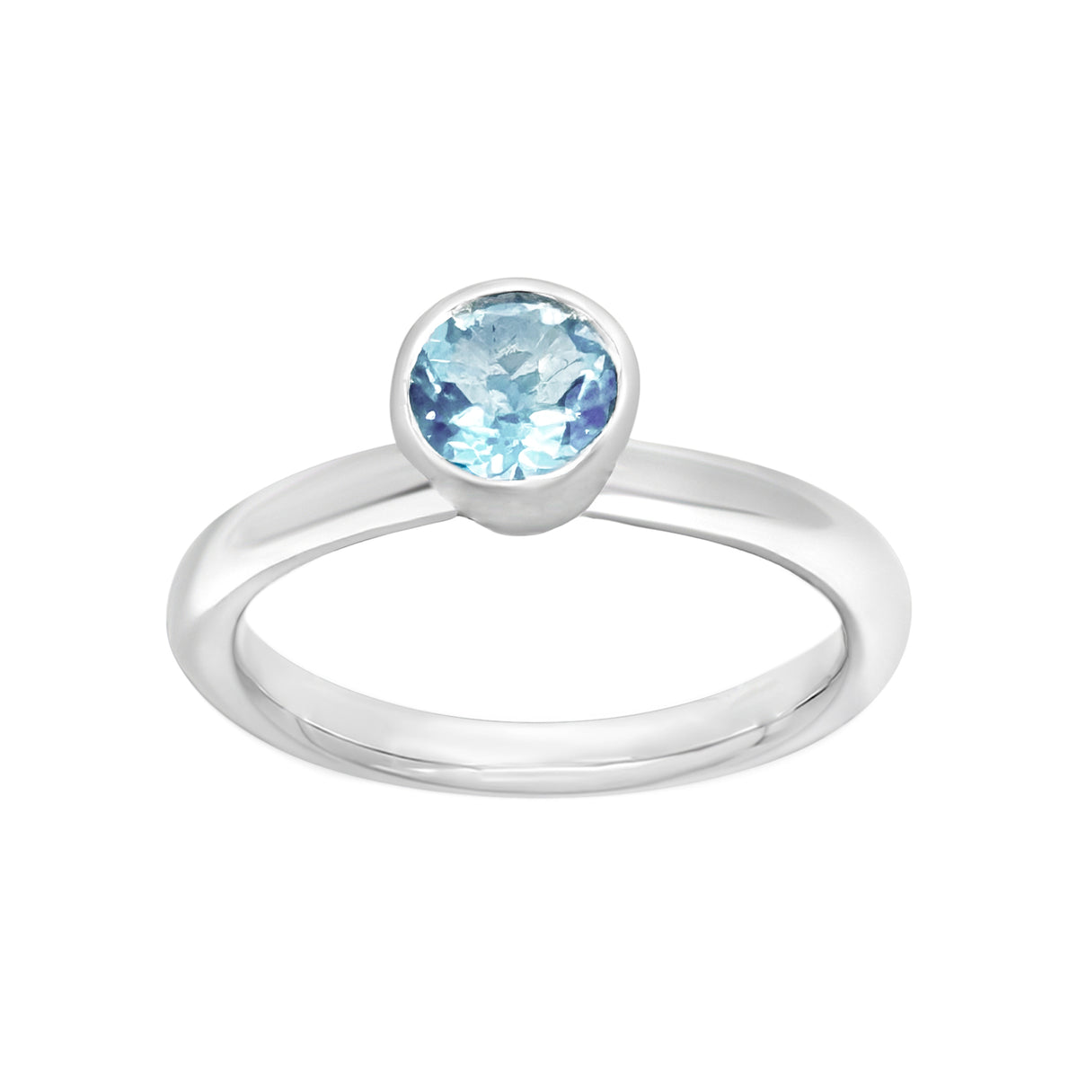 Sky Blue Topaz Round Band Ring
