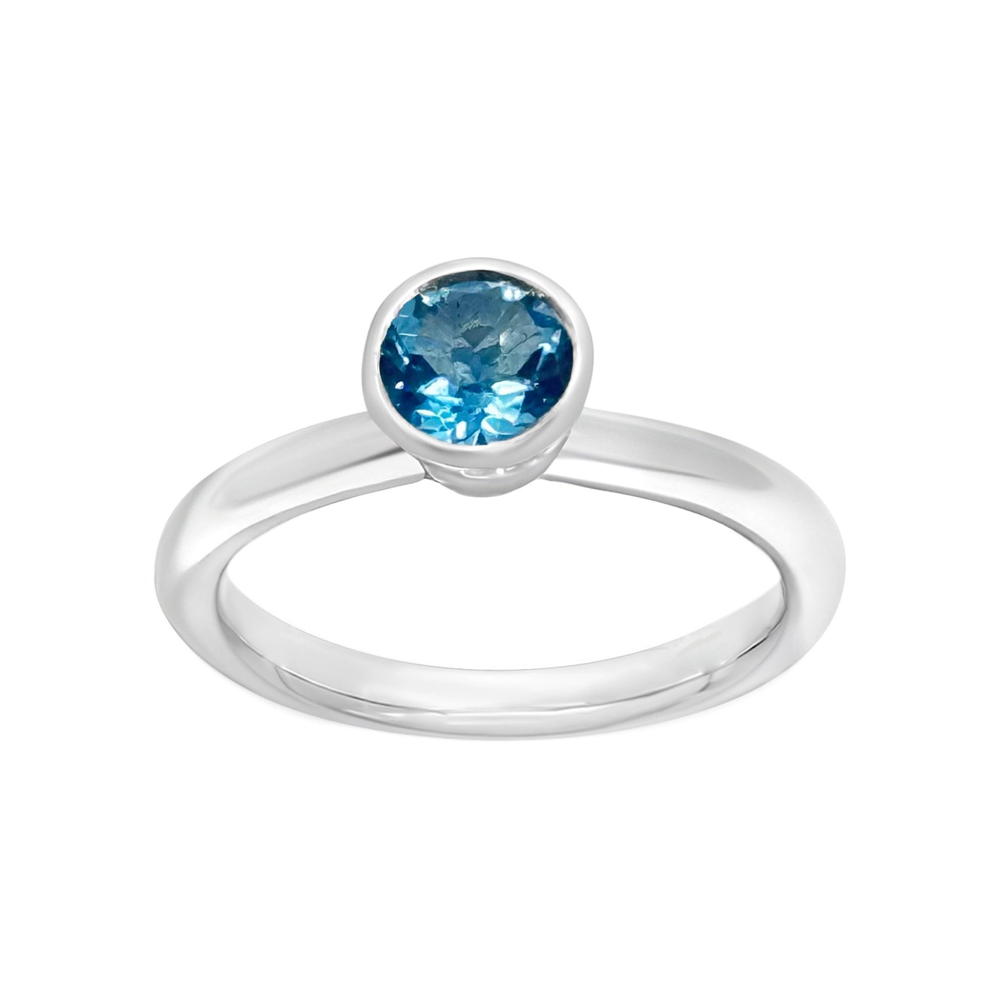 Swiss Blue Topaz Round Band Ring