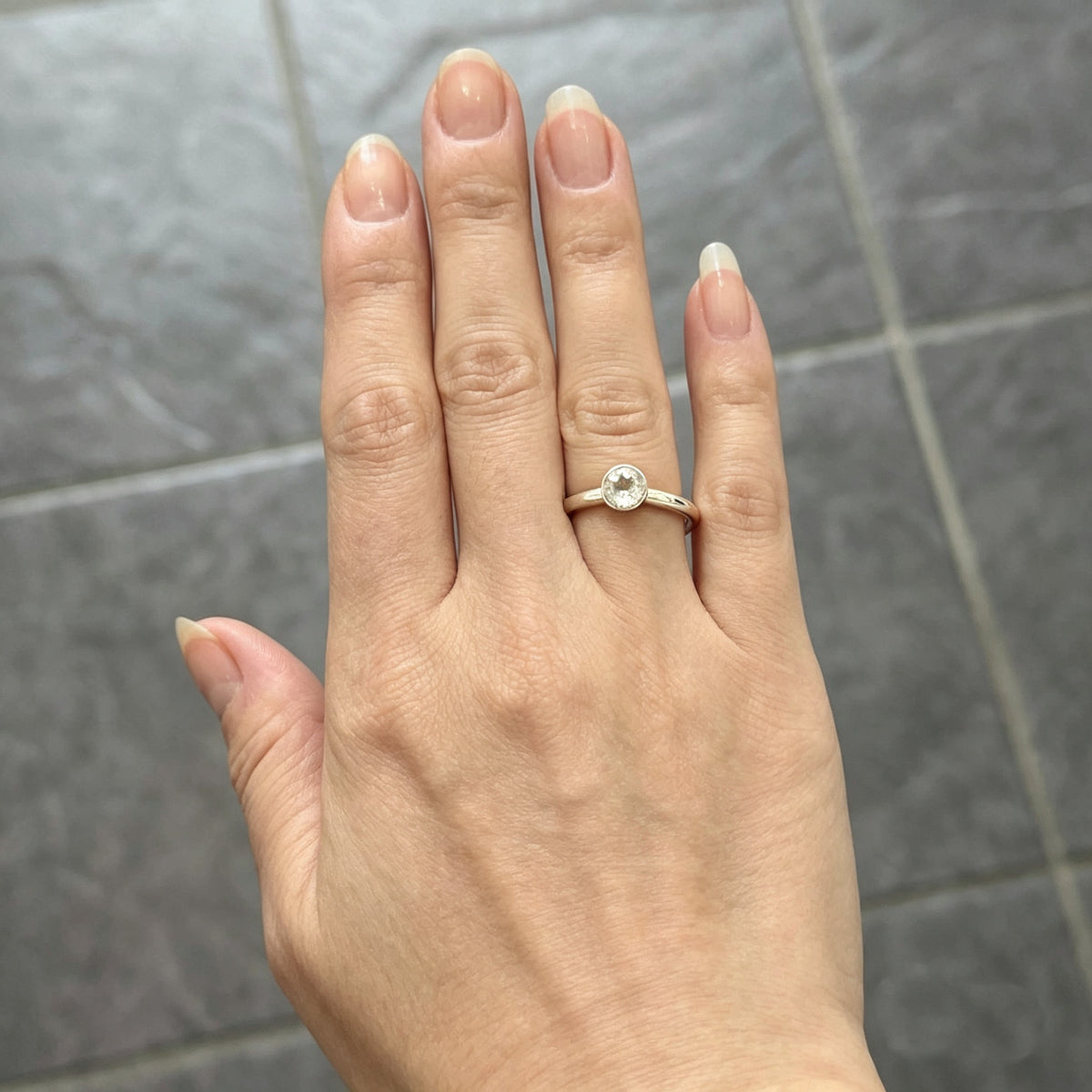 White Topaz Round Band Ring