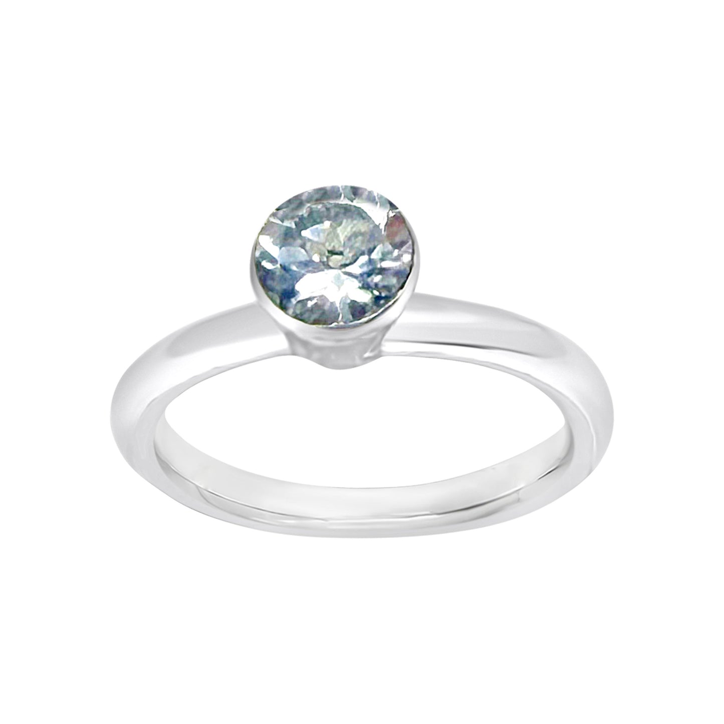 White Topaz Round Band Ring