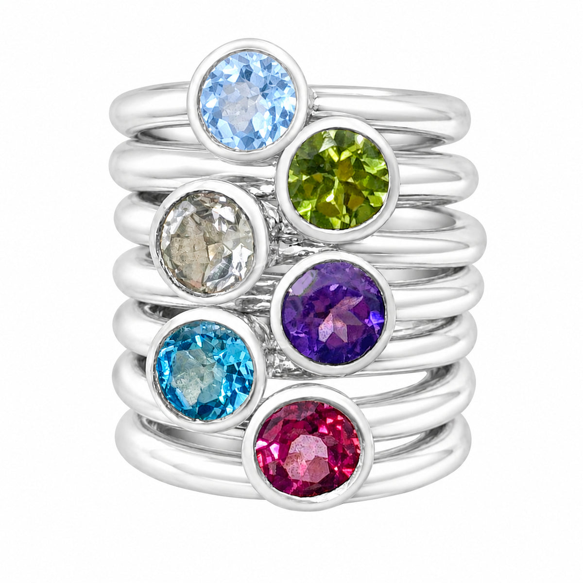 Sky Blue Topaz Round Band Ring