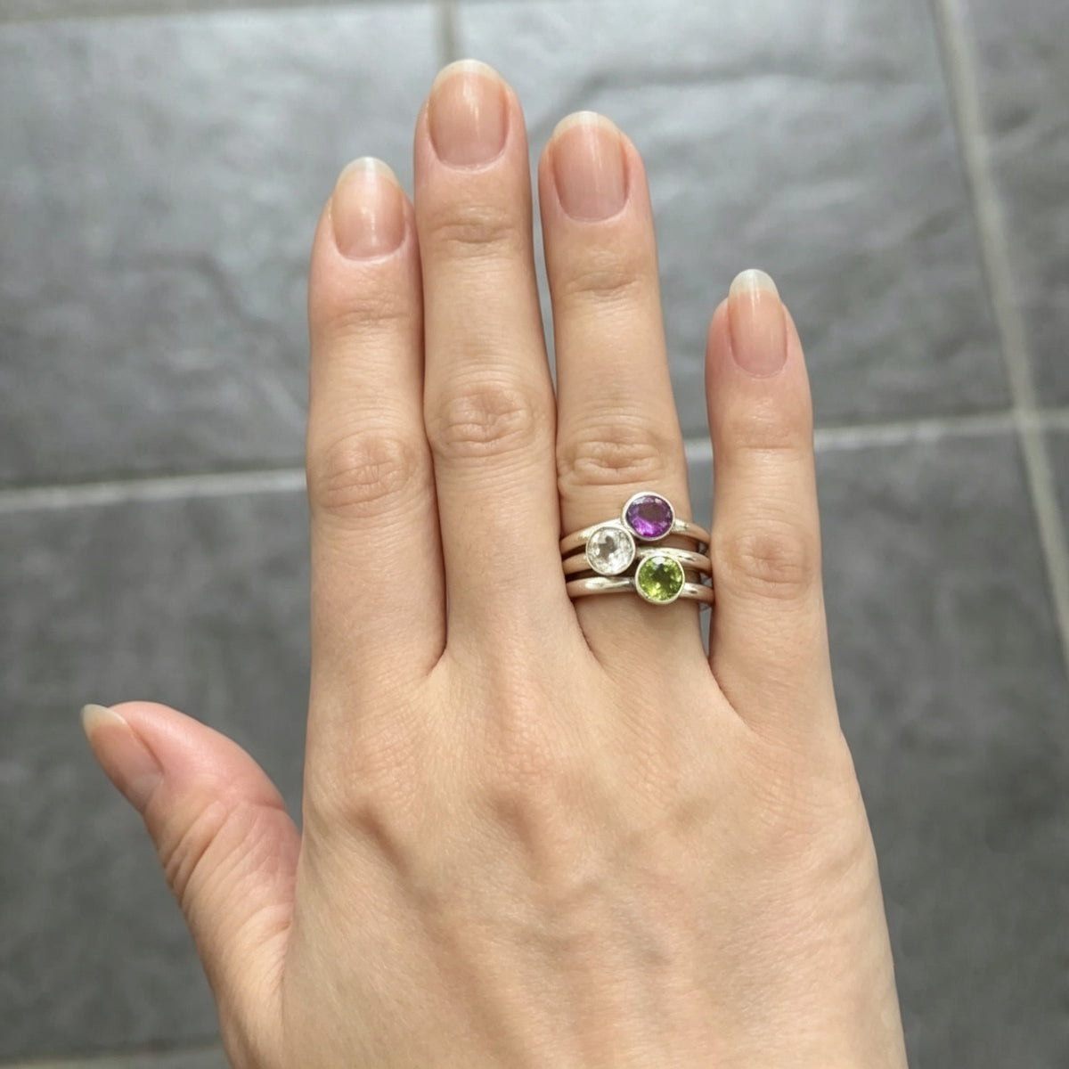 White Topaz Round Band Ring