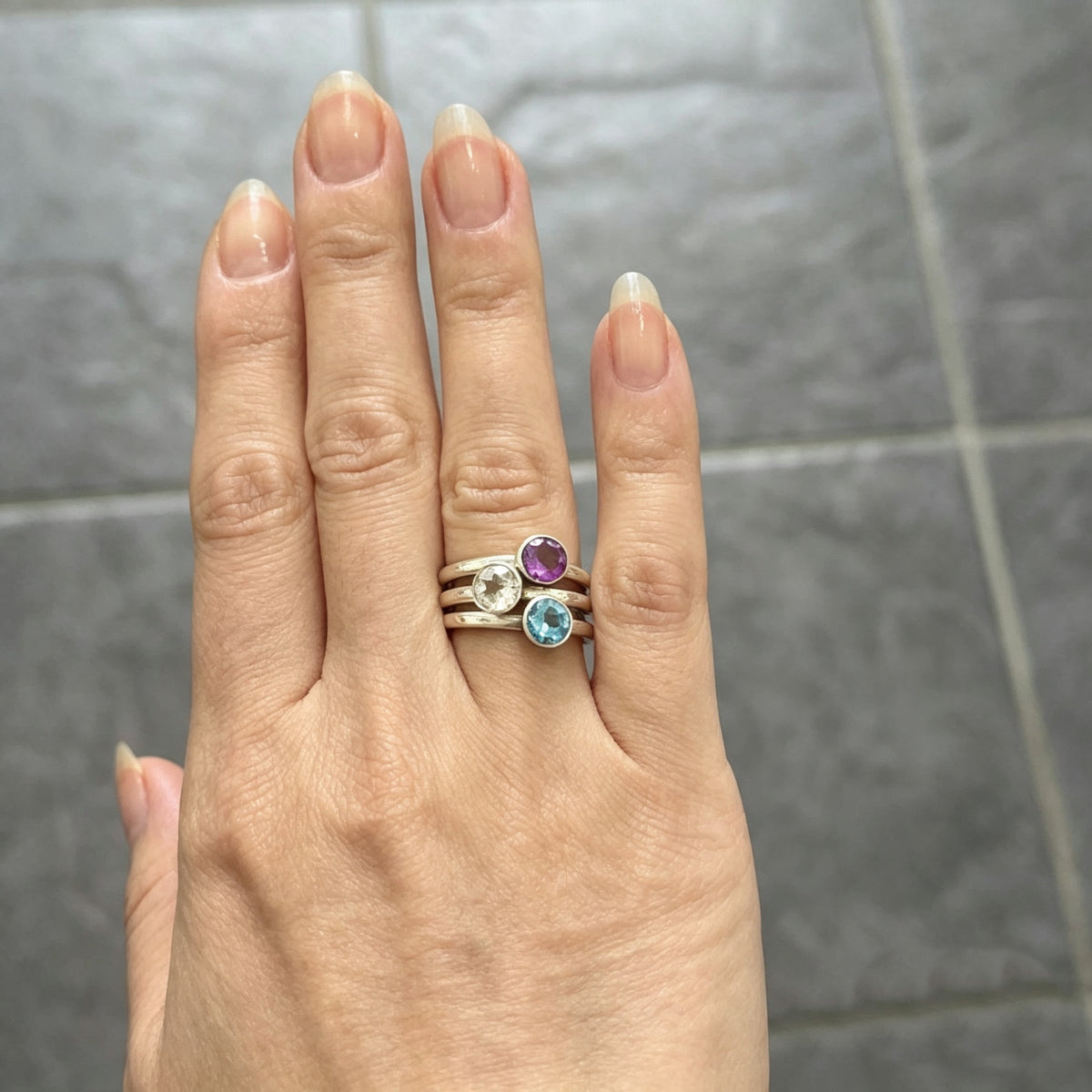 Swiss Blue Topaz Round Band Ring