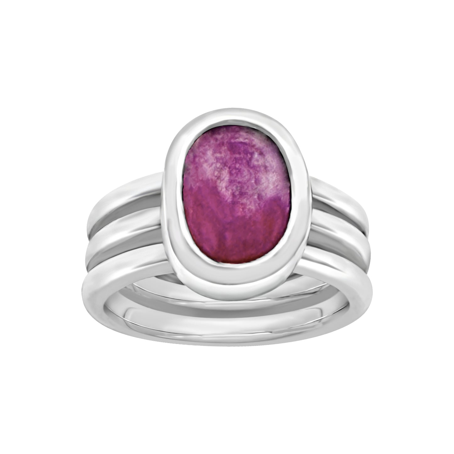 Pink Sapphire Triple Band Statement Ring
