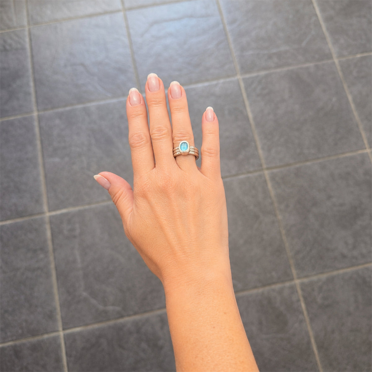 Swiss Blue Topaz Triple Band Statement Ring