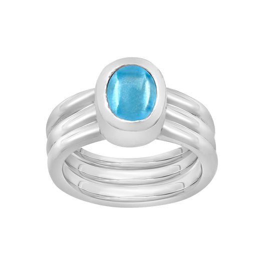Swiss Blue Topaz Triple Band Statement Ring