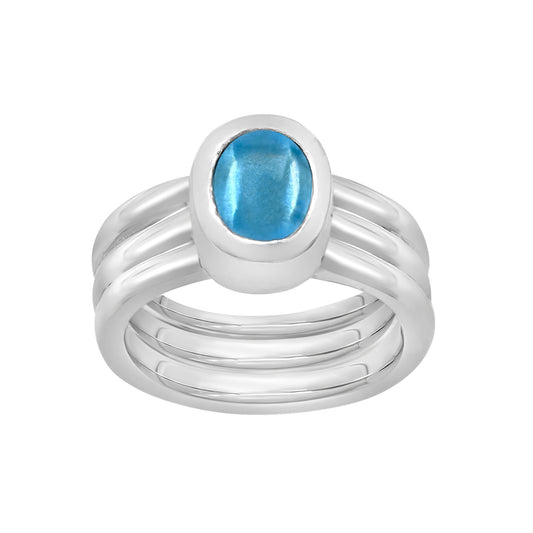 Swiss Blue Topaz Triple Band Statement Ring