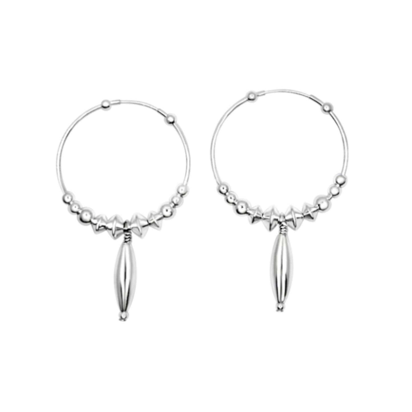 Large Beaded Endless Hoop Earrings