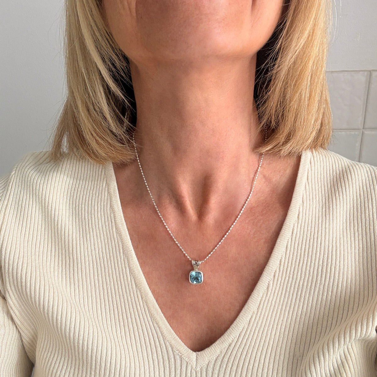 Loyalty Cushion Cut Gemstone Pendant Necklace