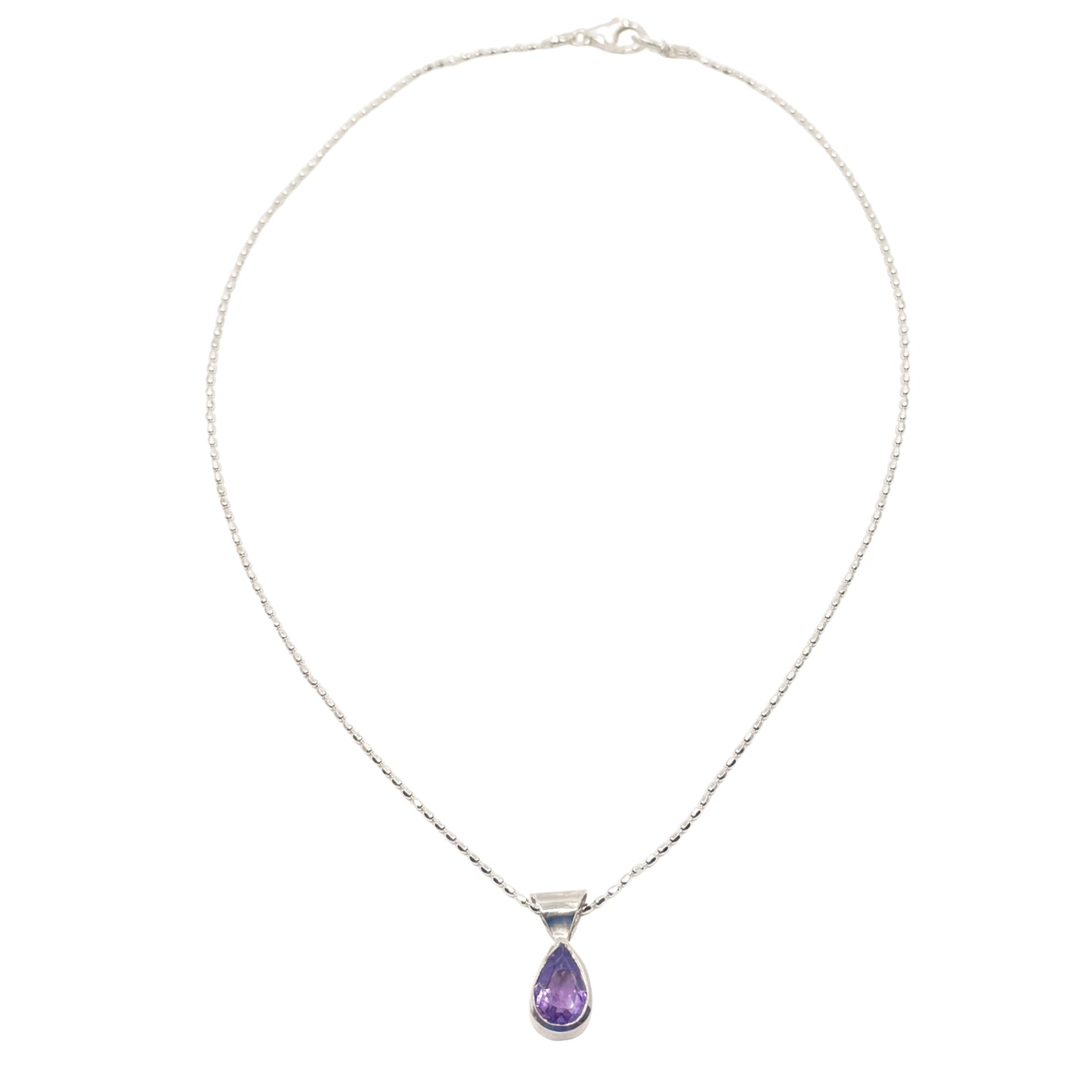 Loyalty Amethyst Pear Shaped Gemstone Pendant Necklace