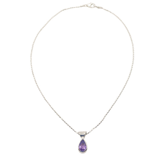 Loyalty Amethyst Pear Shaped Gemstone Pendant Necklace