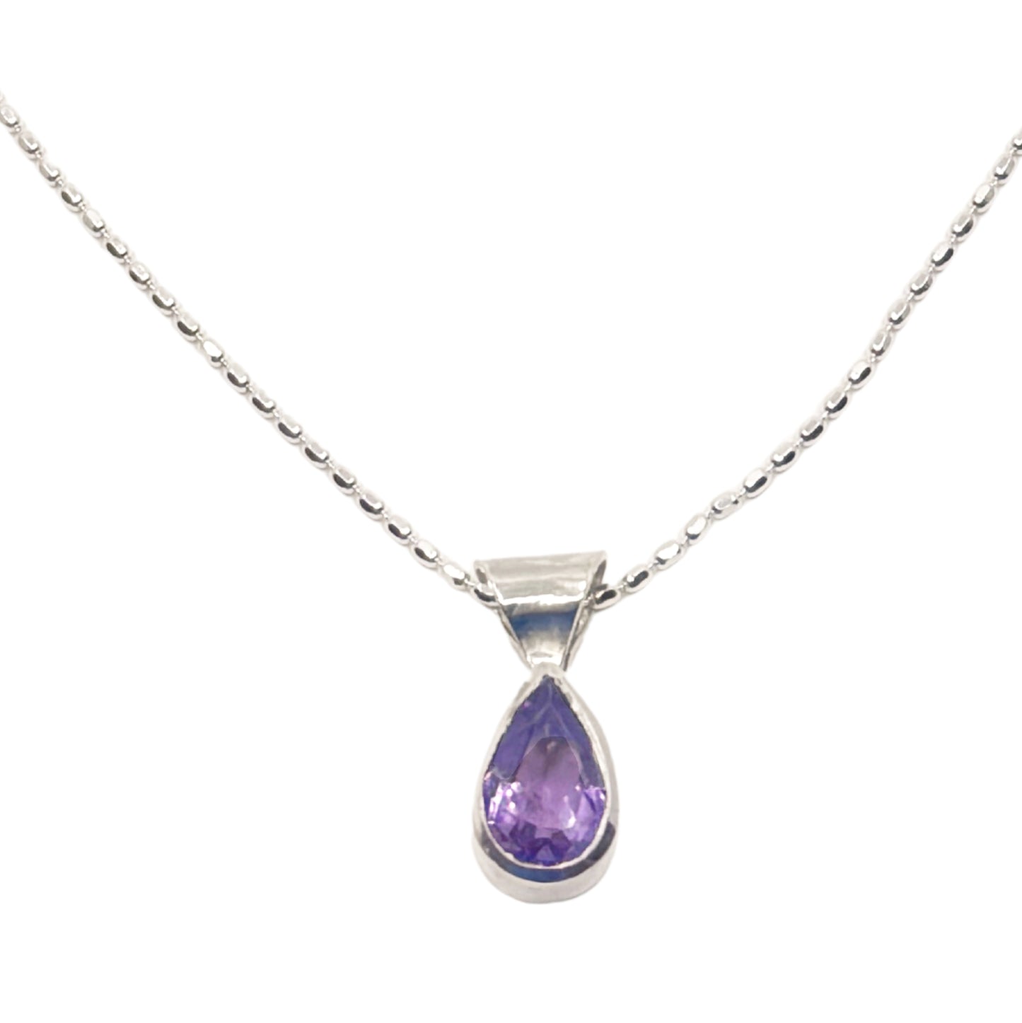 Loyalty Amethyst Pear Shaped Gemstone Pendant Necklace