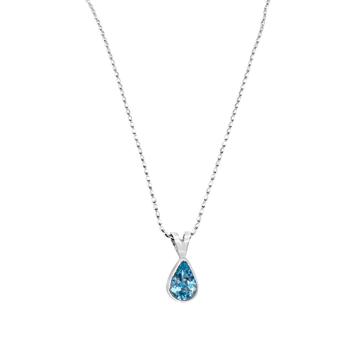 Loyalty Sky Blue Topaz Pear Shaped Gemstone Pendant Necklace