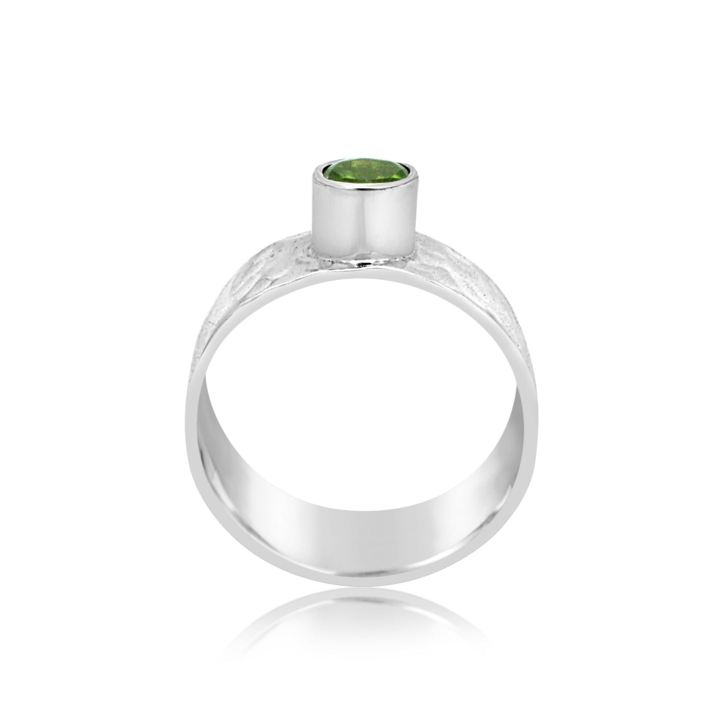 Peridot Hammered Wide Band Ring