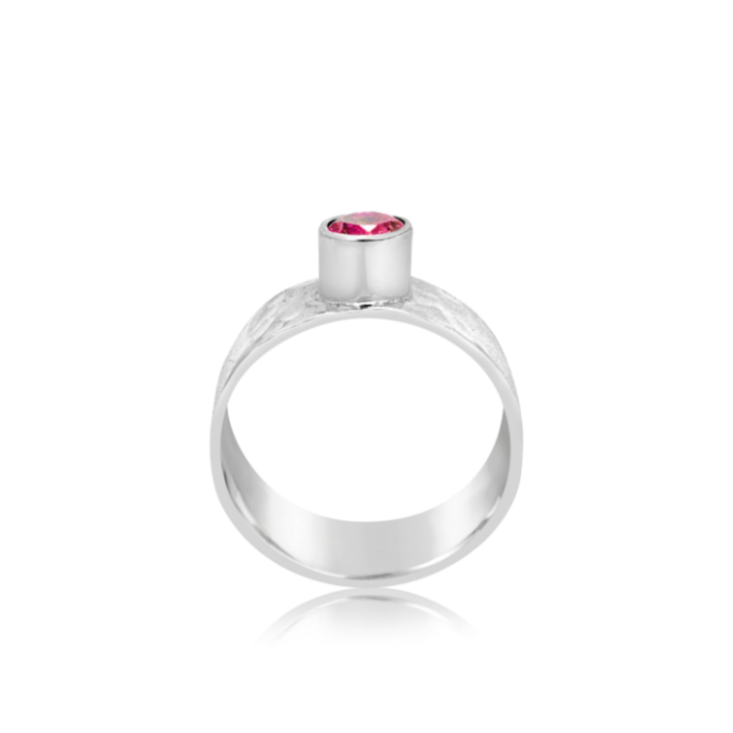 Pink Topaz Hammered Wide Band Ring