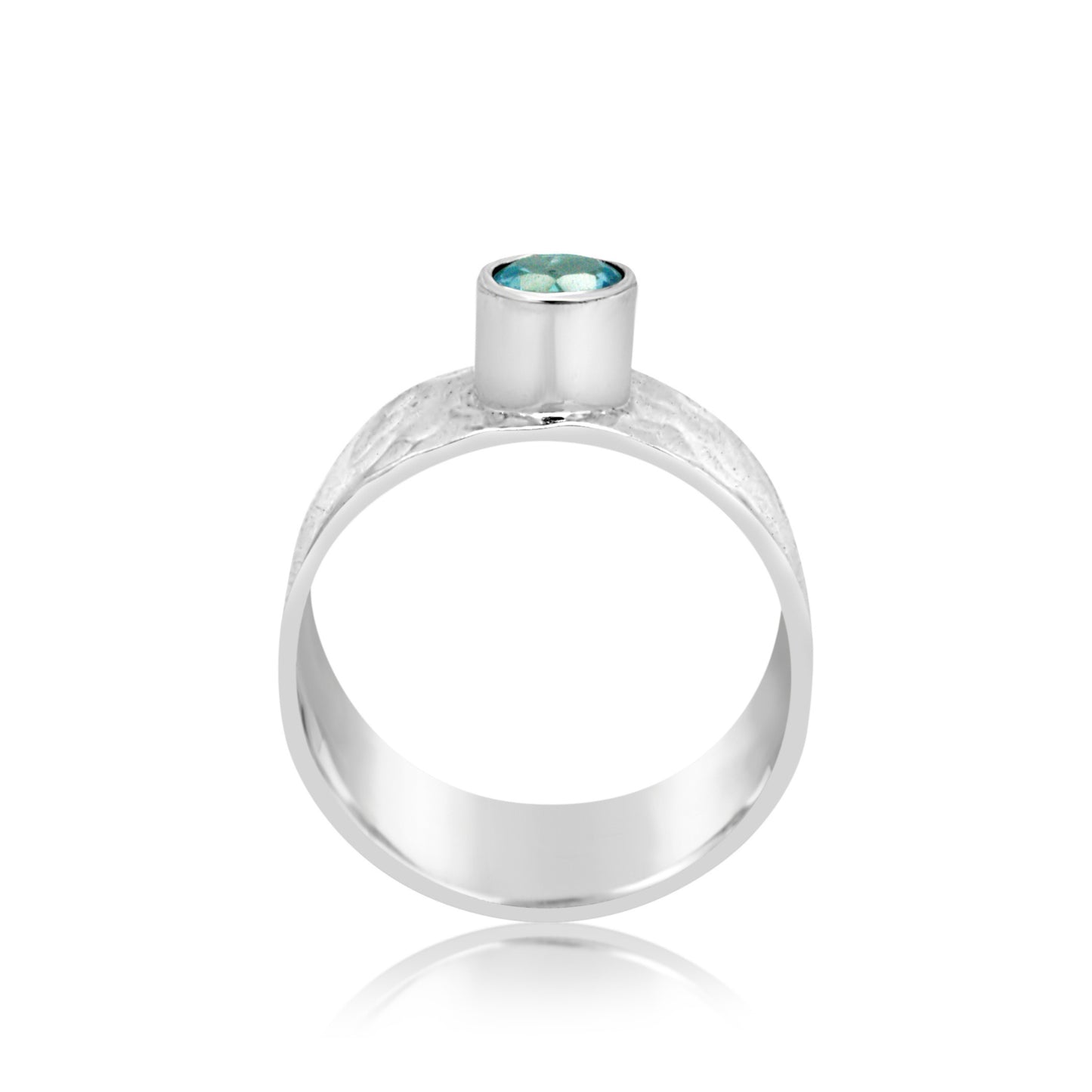 Sky Blue Topaz Hammered Wide Band Ring