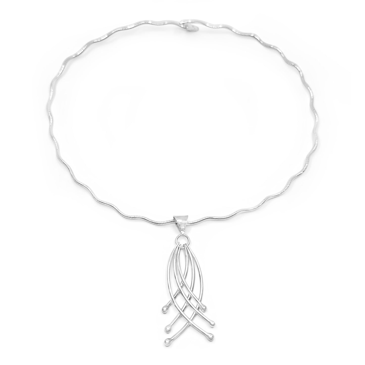 Serenity Curved Statement Pendant on Wavy Neckwire