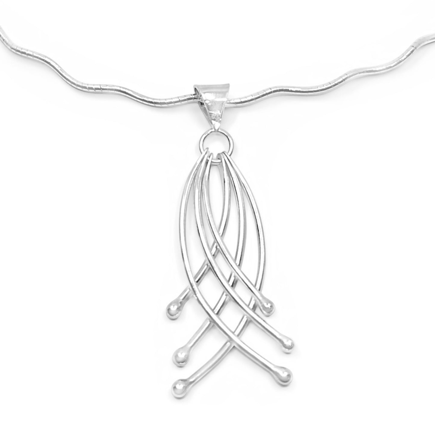 Serenity Curved Statement Pendant on Wavy Neckwire