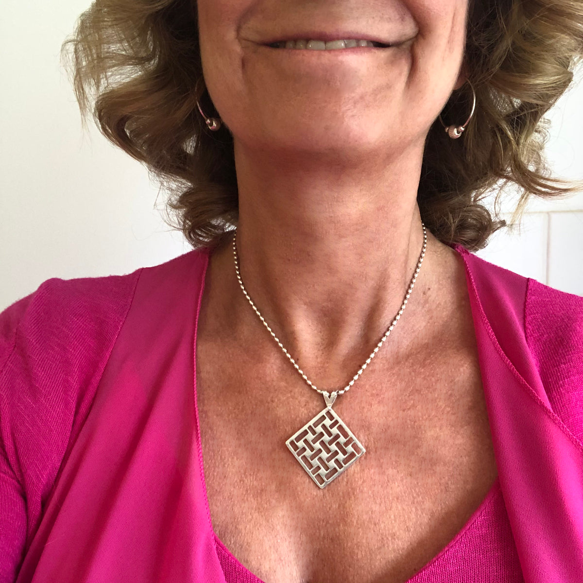Devotion Woven Square Statement Pendant Necklace