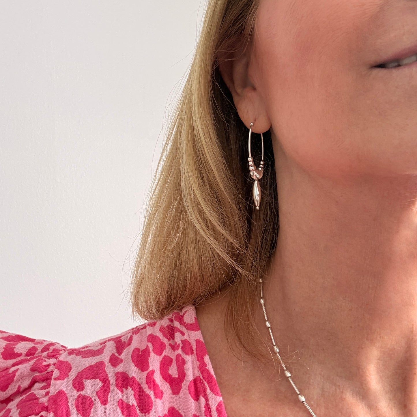 Large Beaded Endless Hoop Earrings