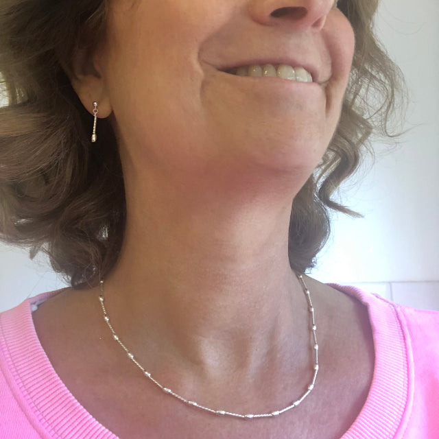 Tube & Olive Beaded Dainty Necklace