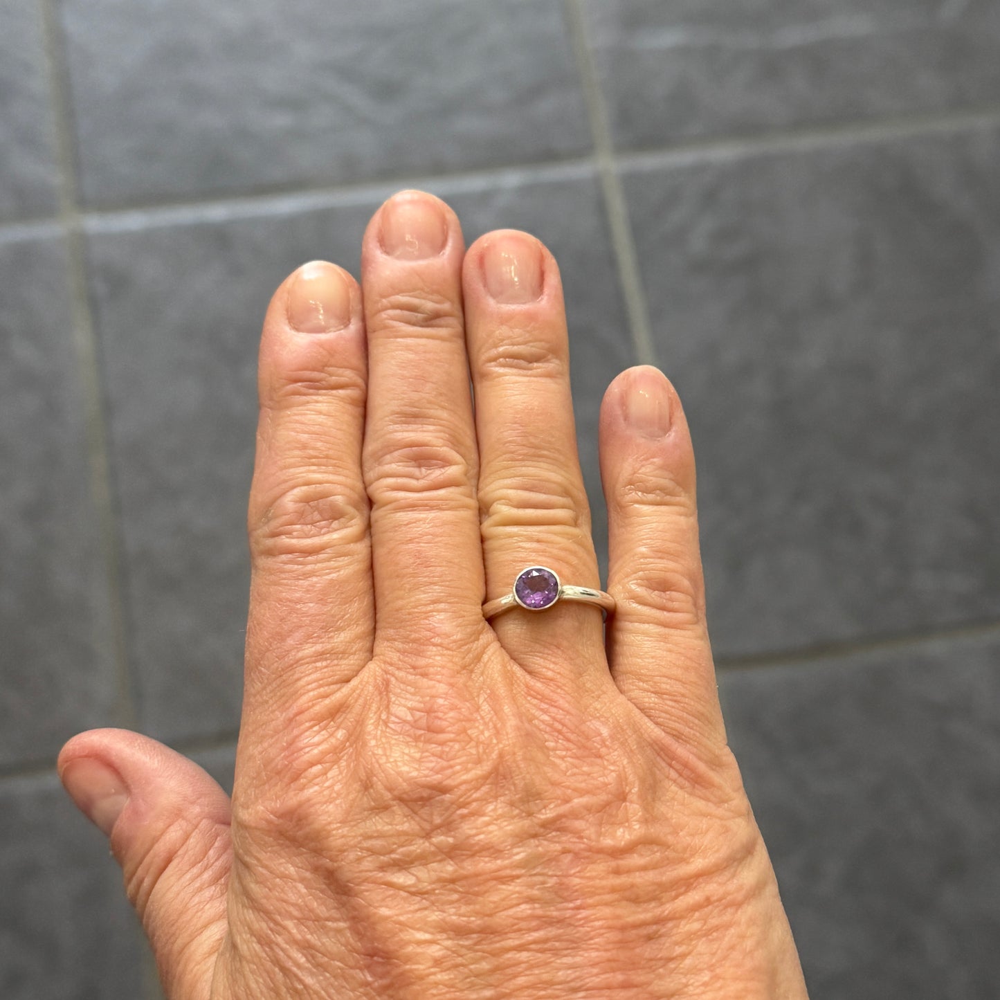 Amethyst Round Band Ring