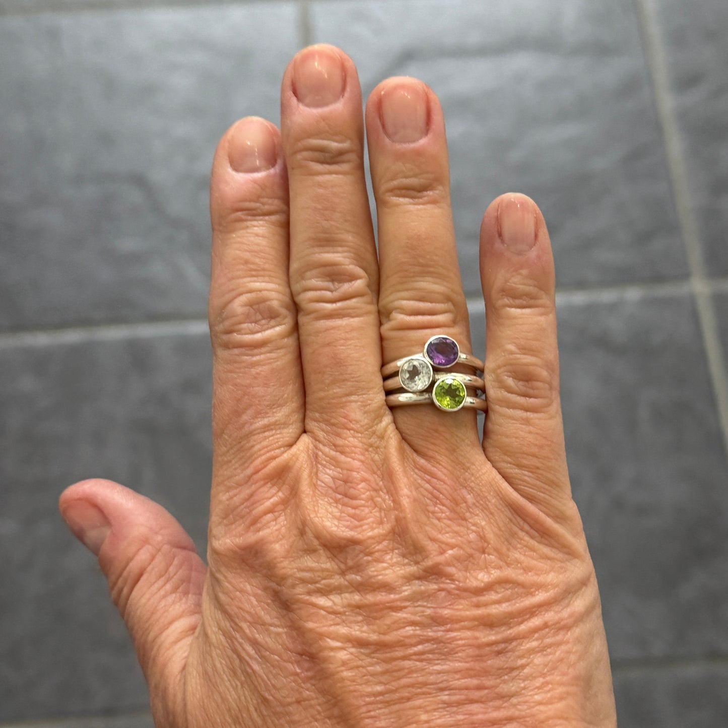 White Topaz Round Band Ring