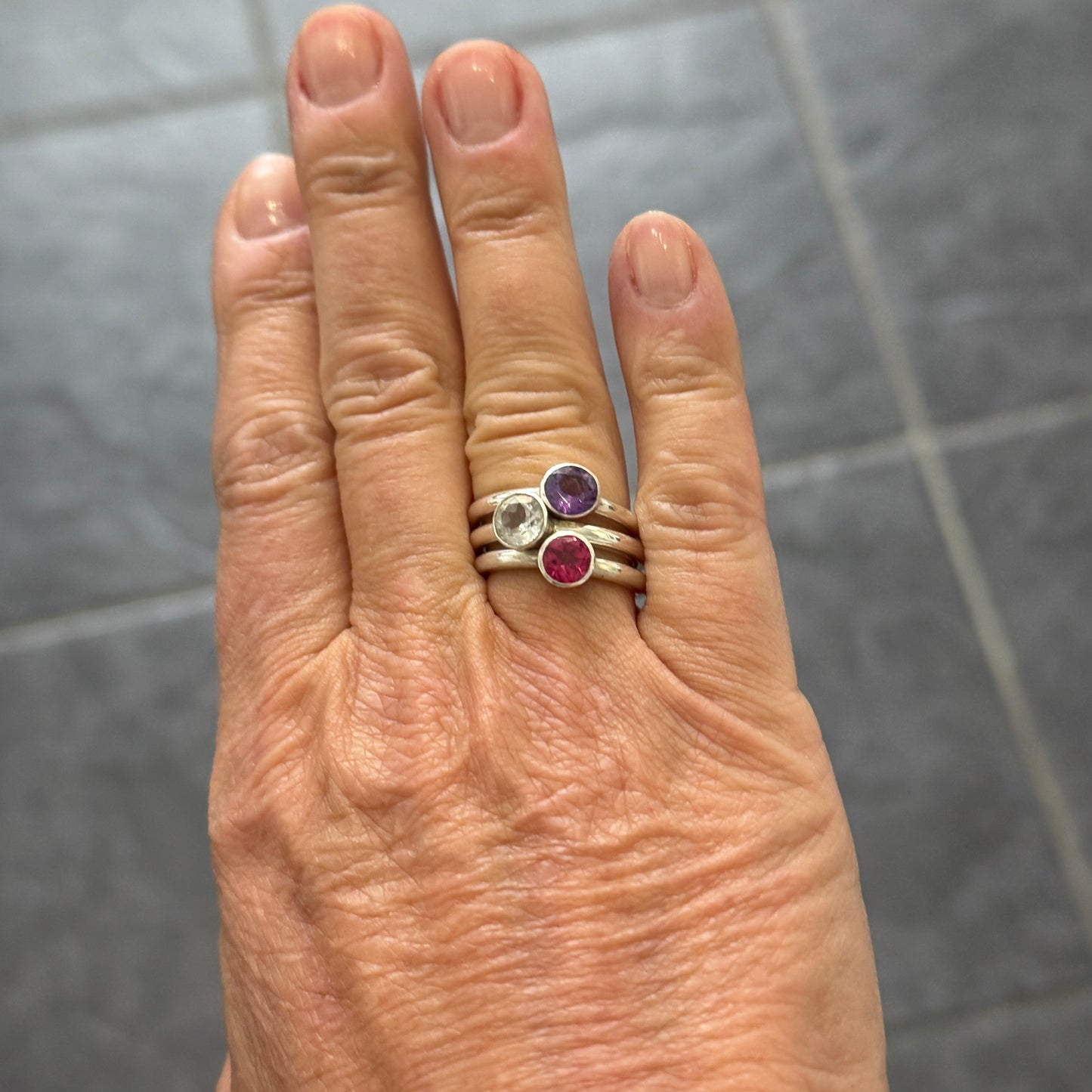 White Topaz Round Band Ring