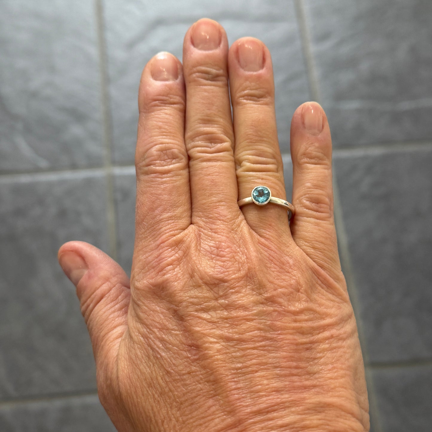 Swiss Blue Topaz Round Band Ring