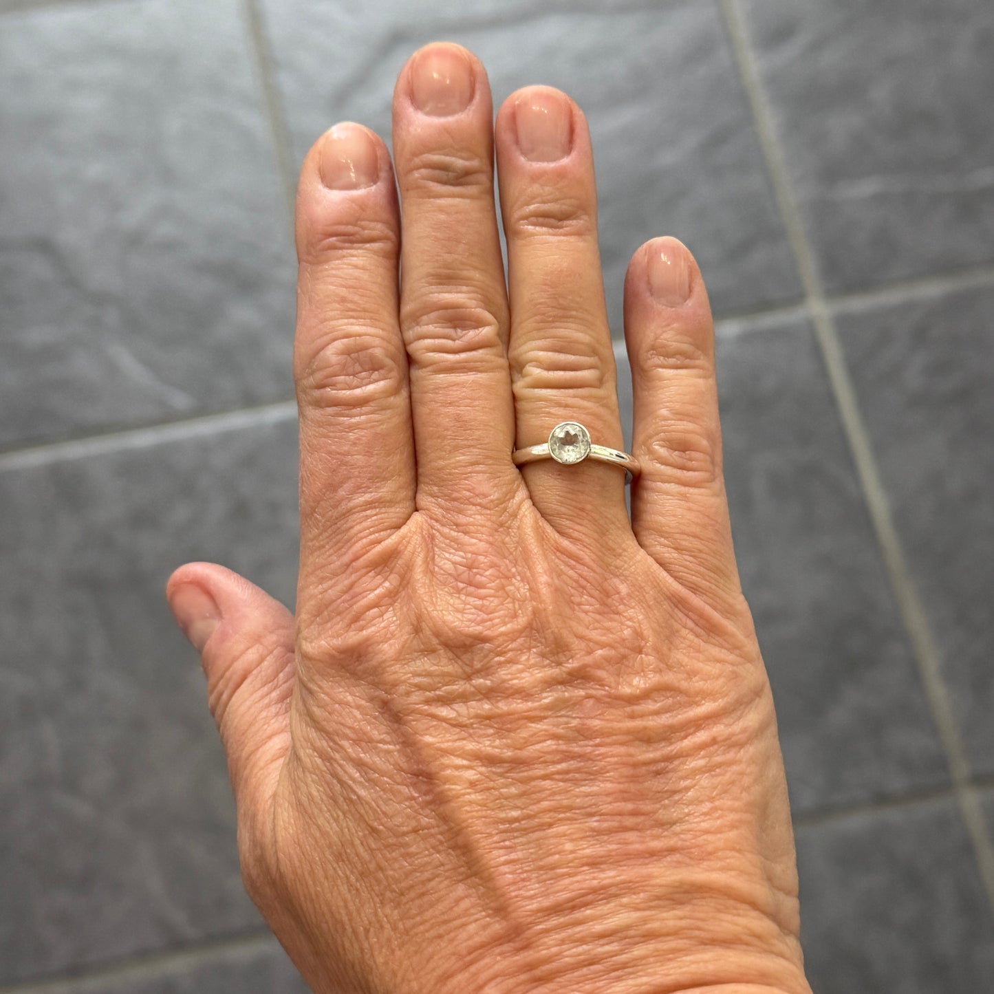 White Topaz Round Band Ring